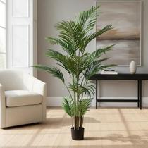Planta Artificial Arvore Palmeira Real Toque Com 1.20m, Planta Artificial Decorativa para Casa, Planta super realista com vaso de Apoio..