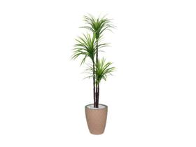 Planta Artificial Árvore Yucca 1,50m 3 Folhas Kit + Vaso E. Bege 32cm - FLORESCER DECOR