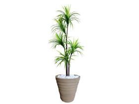 Planta Artificial Árvore Yucca 1,60m Kit + Vaso Redondo D. Grafiato Bege 40cm