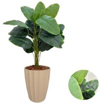 Planta Artificial Bananeira Com Vaso Facetado Completo Casa Planta Artificial Bananeira Com Vaso Facetado Completo Casa