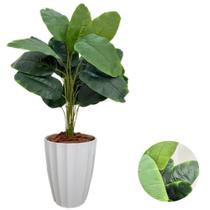 Planta Artificial Bananeira Com Vaso Facetado Completo Casa