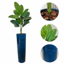 Planta Artificial Bananeira Vaso Alto Marmorizado Decoração