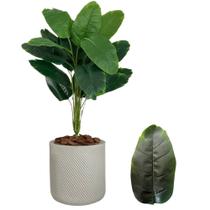 Planta Artificial Bananeira + Vaso Bojo Pedra Branca Casa
