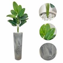 Planta Artificial Bananeira Vaso Coluna Marmorizado + Pedra