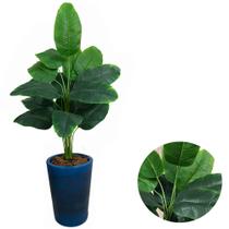 Planta Artificial Bananeira + Vaso Cone Marmorizado Completo - Cinza