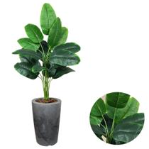 Planta Artificial Bananeira + Vaso Cone Marmorizado Completo - Cinza