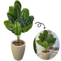Planta Artificial Bananeira + Vaso Polietileno Completo - Flores Imp