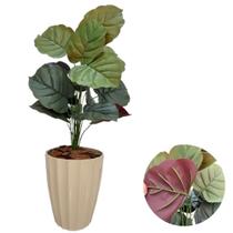 Planta Artificial Caladium Com Vaso Facetado Decoração Sala Planta Artificial Caladium Com Vaso Facetado Decoração Sala