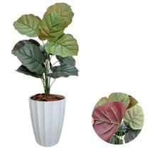 Planta Artificial Caladium Com Vaso Facetado Decoração Sala Planta Artificial Caladium Com Vaso Facetado Decoração Sala