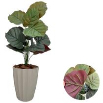 Planta Artificial Caladium Com Vaso Facetado Decoração Sala Planta Artificial Caladium Com Vaso Facetado Decoração Sala