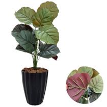 Planta Artificial Caladium Com Vaso Facetado Decoração Sala Planta Artificial Caladium Com Vaso Facetado Decoração Sala