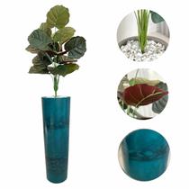 Planta Artificial Caladium Costela Vaso Moderno Alto + Pedra