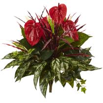 Planta Artificial Casi Natural Arbusto Mixto de Anturio 60 cm