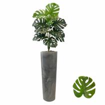 Planta Artificial Costela De Adão + Vaso Coluna Marmorizado