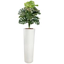 Planta Artificial Costela De Adão + Vaso Coluna Marmorizado -