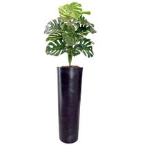 Planta Artificial Costela De Adão + Vaso Coluna Marmorizado -