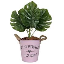 Planta Artificial Costela de Adão + Vaso de Metal decorativo Planta Artificial Costela de Adão + Vaso de Metal decorativo