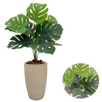 Planta Artificial Costela de Adão +Vaso Ondulado Casa Jardim
