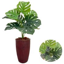 Planta Artificial Costela de Adão +Vaso Ondulado Casa Jardim