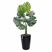 Planta Artificial Costela De Adão + Vaso Polietileno Liso