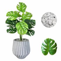 Planta Artificial Costela de Adão Vaso Polietileno + Pedra Planta Artificial Costela de Adão Vaso Polietileno + Pedra