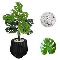 Planta Artificial Costela de Adão Vaso Polietileno + Pedra