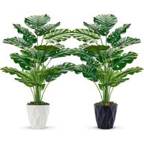 Planta artificial Der Rose Monstera 70cm com vasos brancos e pretos