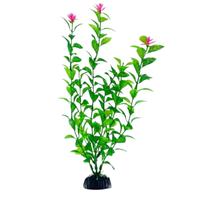 Planta Artificial Enfeite Aquário 30cm Verde com Flor Rosa