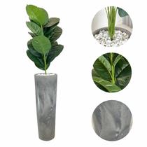 Planta Artificial Ficus Lyrata Vaso Alto Marmorizado + Pedra