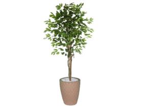 Planta Artificial Ficus Verde 1,50 kit + Vaso E. Bege 30 cm - FLORESCER DECOR