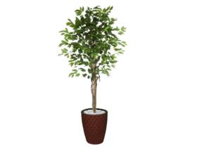 Planta Artificial Ficus Verde 1,50 kit + Vaso E. Marrom 30 cm