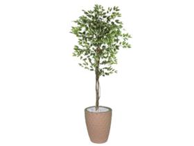 Planta Artificial Ficus Verde Creme 1,5 kit + Vaso E. Bege 30 cm - FLORESCER DECOR