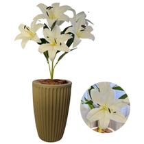 Planta Artificial Lirio com Vaso Cone Polietileno Completo