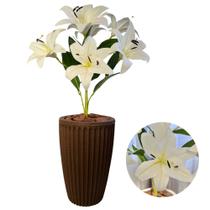 Planta Artificial Lirio com Vaso Cone Polietileno Completo - Flores Imp