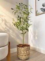 Planta Artificial Oliveira Vaso De Palha Azeitona Arranjo
