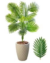 Planta Artificial Palmeira Com Vaso Cinza Completo - Flor Imp