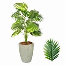 Planta Artificial Palmeira Com Vaso Cinza Completo