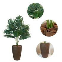 Planta Artificial Palmeira Com Vaso Ondulado Cone Decoração -