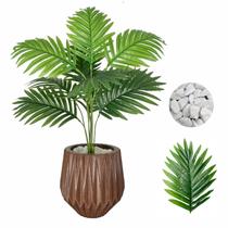 Planta Artificial Palmeira Com Vaso Origami Polietileno