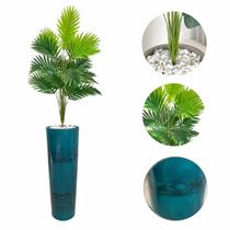 Planta Artificial Palmeira + Vaso Moderno Pedra Decoração Planta Artificial Palmeira + Vaso Moderno Pedra Decoração