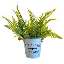 Planta Artificial Samambaia + Vaso Metal Decoração