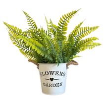 Planta Artificial Samambaia + Vaso Metal Decoração