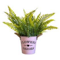 Planta Artificial Samambaia + Vaso Metal Decoração