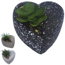 Planta Artificial Suculenta Decorativa Vaso Flor Coração decoração decorativas vasinho falsa flor 2109018
