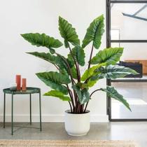 Planta Artificial Taro Orelha Elefante Decoração Sala 1.20m, Plantas Artificiais com Vaso de Apoio para Casa.