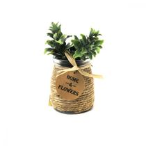 Planta Artificial Vaso Vidro Decorativo Arranjo Folhagens Folhas Flores Centro Mesa Objeto Decoração Barbante Sisal 11cm