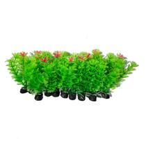 Planta Artificial Verde c/ flor Aquário Decoração 10 un 8cm - SKRw