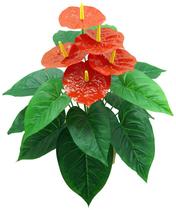Planta Artifiial Folhagem Verde Flores de Antúrio 65 cm Planta Artifiial Folhagem Verde Flores de Antúrio 65 cm