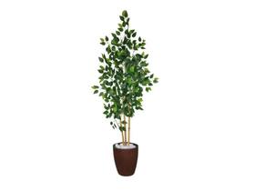 Planta Árvore Artificial Bambu Real Toque 1,6m Kit + Vaso S. Marrom 30cm - FLORESCER DECOR