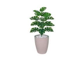 Planta Árvore Artificial Costela-de-Adão Real Toque Verde 60cm Kit + Vaso S. Bege 30cm - FLORESCER DECOR